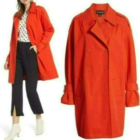 NWT MSRP $139 Something Navy Easy Oversize Trench Coat Women's Size Medium - Picture 2 of 9